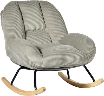 MEUBLES COSY Schommelstoel – Scandinavische stijl ribfluweel – Lichtgrijs