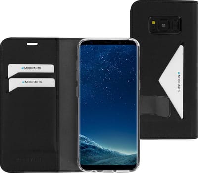 Mobiparts hoesje geschikt voor Samsung Galaxy S8 - Wallet/Boekhoesje - Eco Leer - Magneet Sluiting - Opberg vakken - Zwart