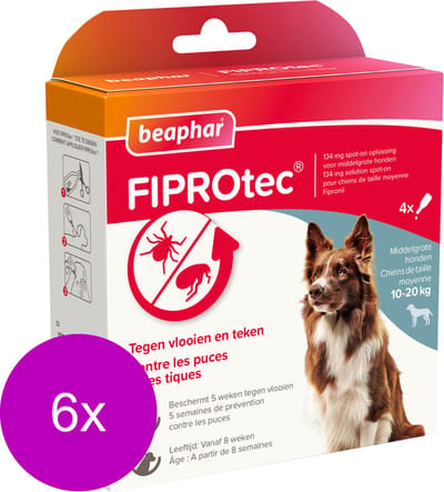 Beaphar Fiprotec Dog 3+1 pip - Anti vlooien en tekenmiddel - 6 x 10-20kg