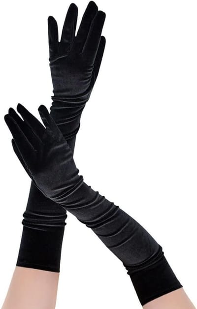 Handschoenen - Fluwelen handschoenen - Verjaardagshandschoenen - Lang - Geschikt voor podiumoptredens, formele kleding, gala's, Kerstmis - Zwart