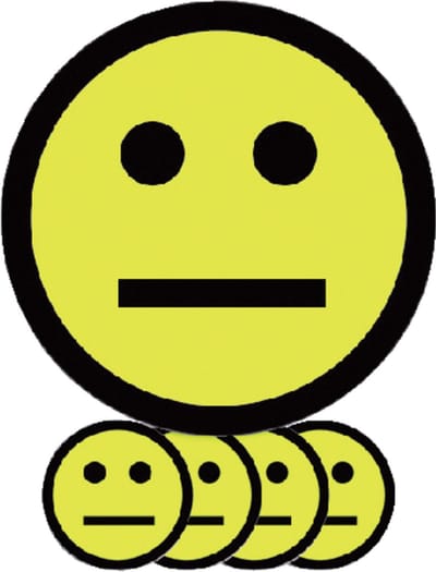 Magneet smiley 75mm emotie neutraal geel 5 stuks