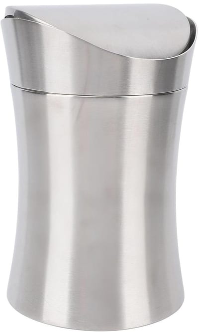Bureau prullenbak - Mini afvalemmer - Kantoor organiseren - Met kanteldeksel - 19 x 12 x 12 cm - Zilver