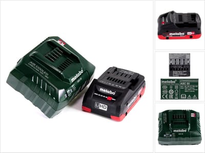 Metabo accu basisset 18V met 1x accu LiHD 4,0Ah ( 625367000 ) + oplader ASC 55 ( 627044000 ) Opvolger van de ASC 30-36