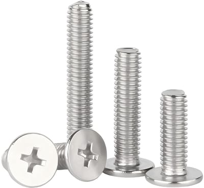 Dunne platte ronde kop schroeven, Phillips kop, RVS volledig draad, M4 x 10mm, voor meubelassemblage en houtbewerkingsprojecten, 20 stuks