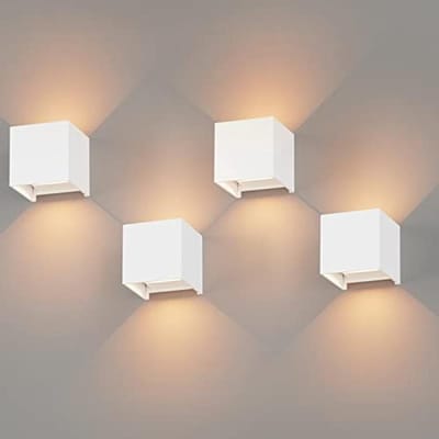 Set van 4 instelbare LED-wandlampen warmwit 12W IP65
