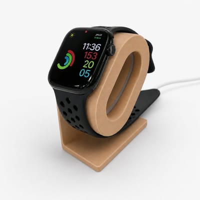 Skushy Apple Watch Oplaadstandaard Basic Design - Apple Watch Houder - Laadstation - Nachtkastje Dock - Bureau Dock - Oplaadhouder - Kabel Organizer - Magnetische Oplader Houder - Smartwatch Stand - Latte