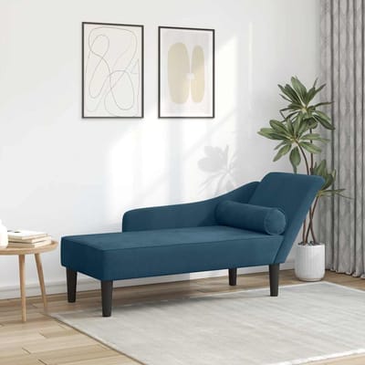 vidaXL - Chaise - longue - met - kussens - fluweel - blauw