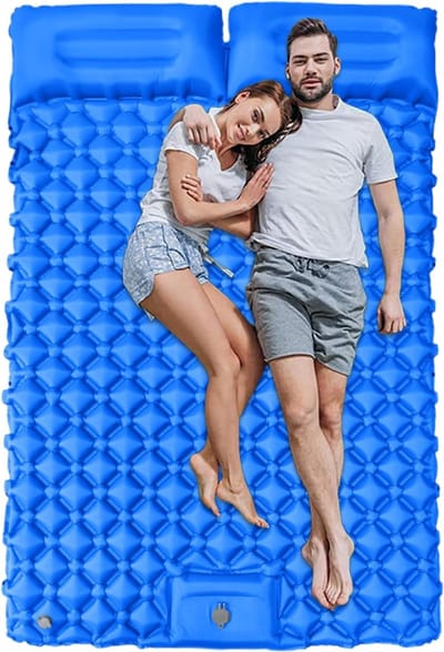 Campingmatras Tweepersoons - Opblaasbaar Luchtbed - Comfortabel Kamperen - Geïntegreerde Voetpomp - 190 x 120 cm - Blauw