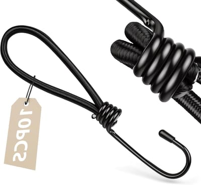 Set van 10 Heavy Duty Bungee Cords met Haakjes - Elastische Lading Bevestigingsbanden voor Camping, Fietsen en Bagage