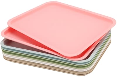 Dailygoods- Dienblad Klein 10 Stuks - Rechthoekig - PP-Kunststof - Antislip - 5 Kleuren - 30,5 x 23 cm - Servies