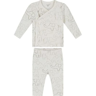 Prénatal baby pyjama otis rib - Voor jongens en meisjes - Unisex - Ivoor wit - Maat 50