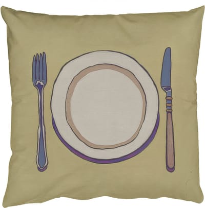Sierkussens - Kussentjes Woonkamer - 50x50 cm - Illustratie - Bord - Bestek - Beige