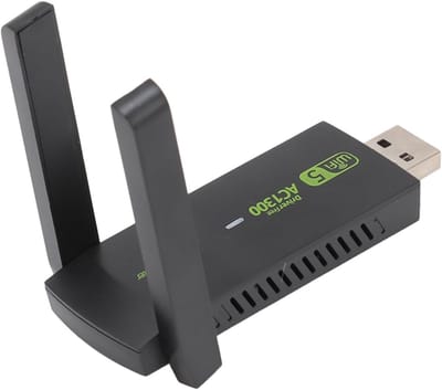 Draadloze WiFi Adapter - Netwerkkaart USB - Snel Internet - Dubbele Antennes MU-MIMO - 1300 Mbps - Zwart