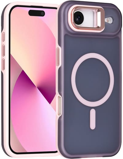 TUNIQ Back cover voor iPhone 17 Air - MagSafe - Met Camerastand - Roze