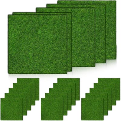 Kunstgras Matten - Miniatuur Gras - Decoratie Knutselen - Realistisch Uiterlijk - 20 Stuks 15x15cm - Groen