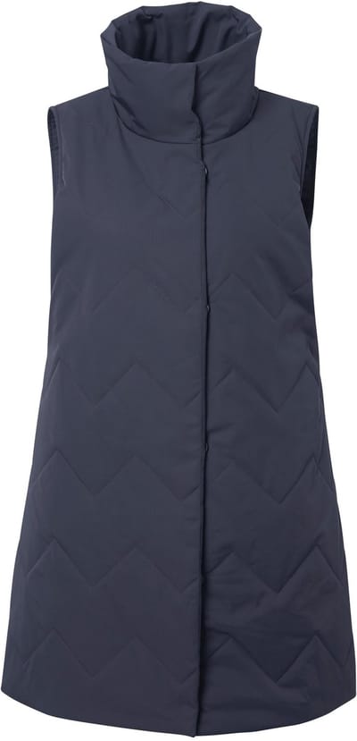 Ulla Popken - Dames - Lange doorgestikte bodywarmer A-lijn opstaande kraag - Asfaltgrijs - Maat 42+
