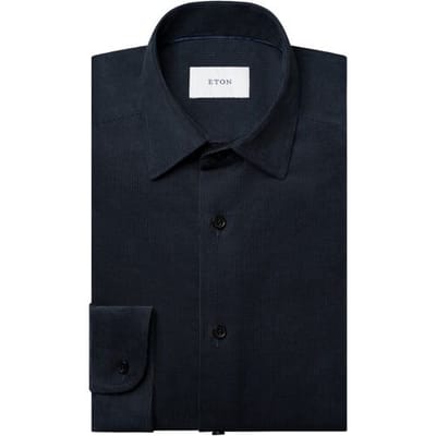 Eton Overhemd Luxury Organic Cotton Corduroy Dark Navy / male