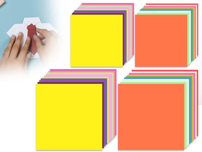 Kleurige vierkante kartonvellen, 20 kleuren, geschikt voor handgemaakte creaties, origami en knutselen, twee maten (14,5 x 14,5 + 20 x 20)