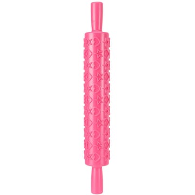 Fondant Cake Embossing Deegroller Bakdeegroller Koekjes Decoratiegereedschap(Vijfpuntig pink