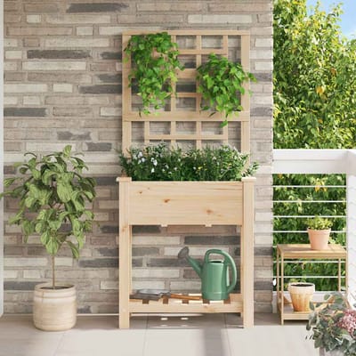 vidaXL - Plantenbak - Beige - 71 - x - 38 - x - 152 - cm - Massief - Vurenhout