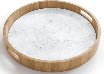 Dienblad rond 40x40 cm - Schootdienblad hout - Lichtgrijs - Betonstructuur - Subtiel - Borrelplank rechthoek - Plateau houten dienbladen