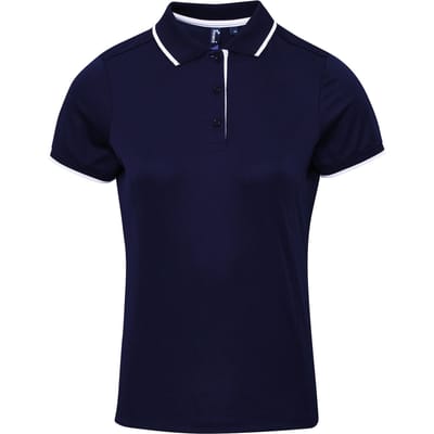 Premier Dames/dames Contrast Coolchecker Poloshirt (Marine / Wit)