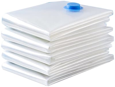 Vacuüm opbergzakken voor kleding - met afsluitventiel en handmatige luchtpomp - 80×100 cm, 5 stuks - Met ritssluiting - Transparant - Geschikt voor het opbergen van kleding en beddengoed.