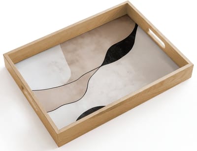Dienblad hout 40x30 cm - Schootdienblad - Contourlijnen - Abstracte landschap - Borrelplank rechthoek - Plateau dienbladen