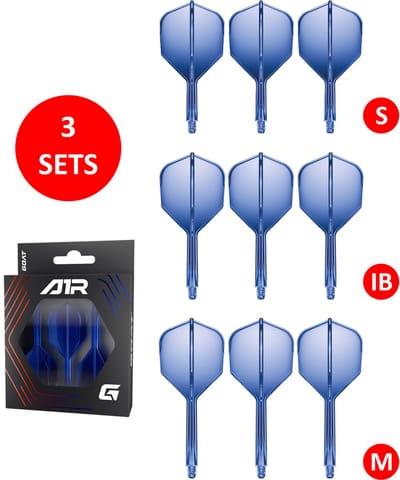 GOAT Air Blue Clear NO6 - Multipack - Dart Flights & Shafts - 3 Sets - Medium, Inbetween & Short