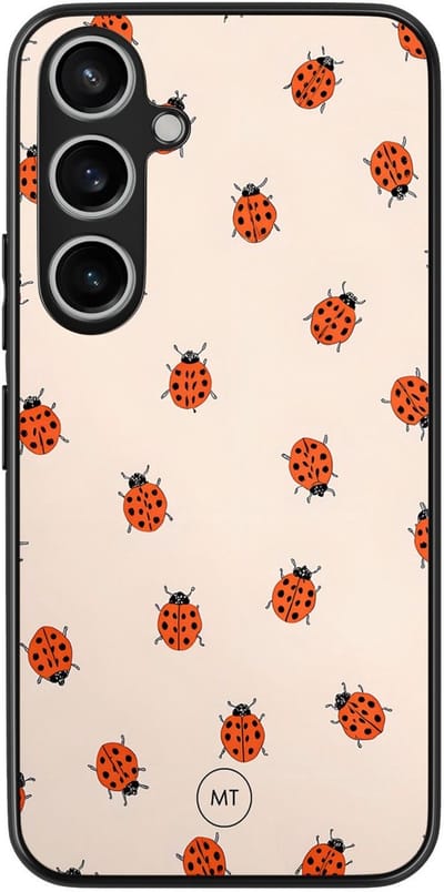 Hoesje geschikt voor Samsung Galaxy A15 - Lieveheerstbeestjes - TPU Hard Case Backcover - Beige - Mooie Telefoonhoesjes