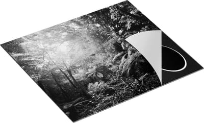 Chefcare Inductie Beschermer Tropische Jungle met Zonneschijn - Zwart Wit - 60x50 cm - Afdekplaat Inductie - Kookplaat Beschermer - Inductie Mat
