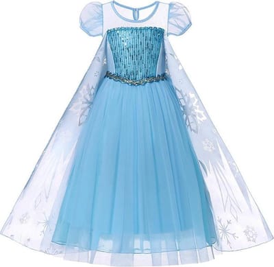 Prinses - Elsa ijsprinses jurk - Prinsessenjurk - Feestjurk - Sprookjesjurk - Verkleedkleding - Maat 110/116 (120) 4/5 jaar