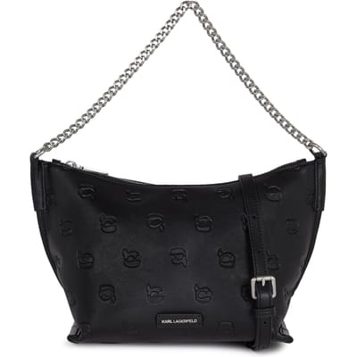 Karl Lagerfeld Ikon Monogram Zip Shoulder Bag Aop Tonal Black Taglia: OS | Borse a mano Outlet | Donna | Nero