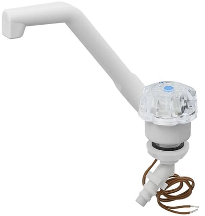 Koudwaterkraan De Luxe 12V Ø20 mm Wit – Camping Waterkraan met Grote Knop voor Camper en Caravan