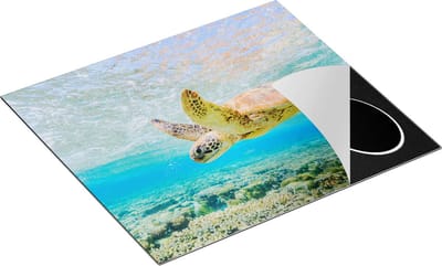 Chefcare Inductie Beschermer Schildpad Zwemt in de Zee bij het Rif - 60x50 cm - Afdekplaat Inductie - Kookplaat Beschermer - Inductie Mat