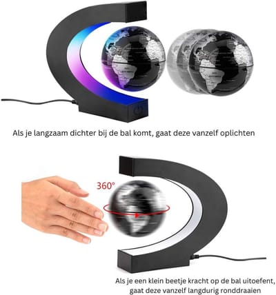 MRKK® Wereldbol Met Verlichting - Led Lamp Kinderen - Bureaulamp - Zwart