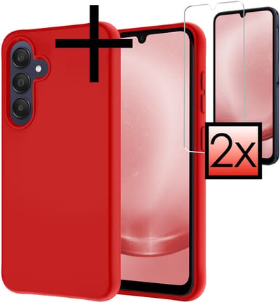 Hoesje - Met 2x Screenprotector - Geschikt voor Samsung Galaxy A26 - Sterk & Shockproof - Back Cover - Siliconen Case - Telefoon Hoes - Rood