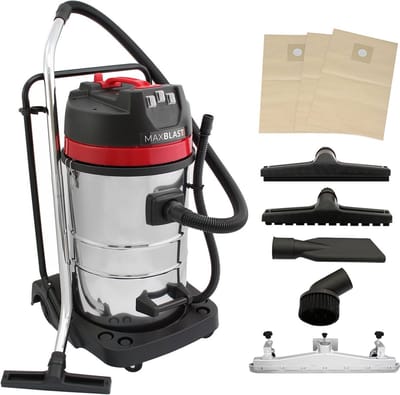 Industriële stofzuiger - zilver - 80l - 3000w drievoudige motor