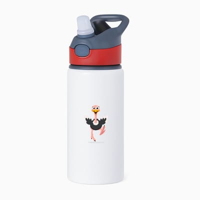 Hacebo® - Struisvogel waterfles met rietje rood - Vogels - Dieren liefhebbers - Loopvogel - dieren - water fles - 650ML