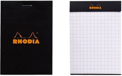 Rhodia Schrijfblok - Notitieblok - N11 - A7 - Geruit - 5x5 mm - 80g - Zwart - 80 vel