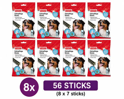 Dentastix Medium / Groot Hond Gebitsverzorging Voordeelpak 8x Beaphar Dental Sticks Hondensnack Tandverzorging Anti Tandplak Frisse Adem Kauwsnack Bulk Multipack 56 Stuks