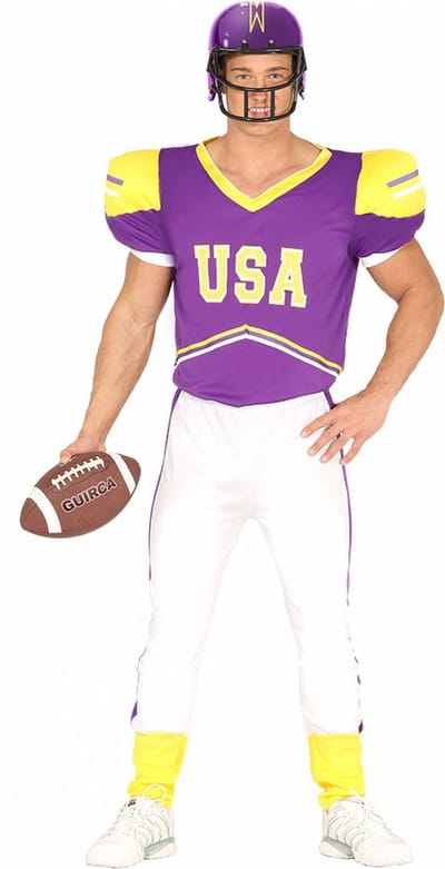 Fiestas Guirca - Quarterback USA paars M (48-50) - Carnavalskleding - Carnaval - carnavalskleding 2027 - Carnaval kostuum