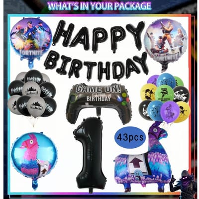 Jeu de tir Fortnition Décoration Fête d'Anniversaire Set de Vaisselle 10 personnes Toile de Fond Ballon Lama Baby Shower Fournitures Fête Enfant