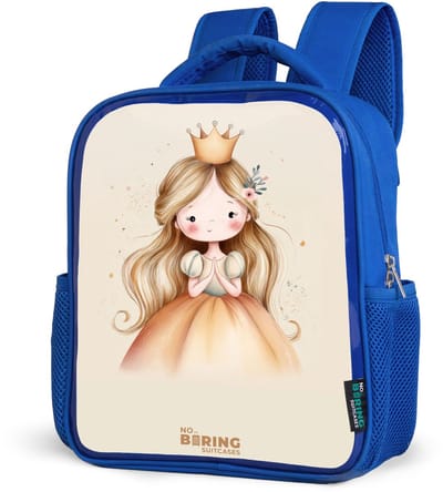 NoBoringSuitcases.com® - Rugzak blauw - Schooltas jongens - Prinses in gouden tinten - Kinder rugtas jongen - Boekentas kind - Kinderrugzak voor school - Schoolrugzak
