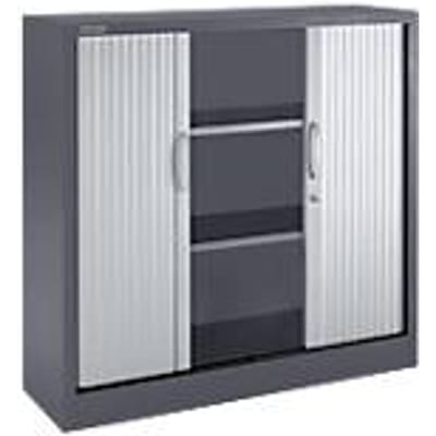 Schäfer Shop Select Roldeurkasten, 3 ordnerhoogten, B 1200 mm, grafiet/aluminium zilver