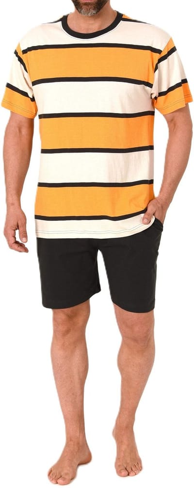Normann herenpyjama Shorty met korte mouwen in een gestreepte look - ook in grote maten