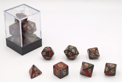 HOT Games Dobbelstenen Bloodspatter Zwart 7 Set.