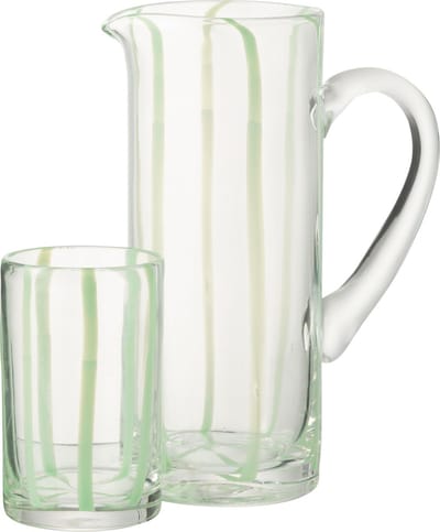 J-Line karaf Strepen - glas - transparant/groen