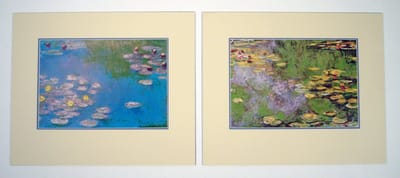 Perfecte set van 2 Posters in dubbel passe-partout - Claude Monet - Nymphaeas & The water-lily pond at Giverny - Kunst  -2x 50 x 60 cm