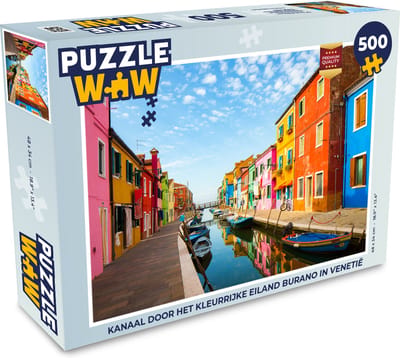 Puzzel Kanaal door het kleurrijke eiland Burano in Venetië - Legpuzzel - Puzzel 500 stukjes